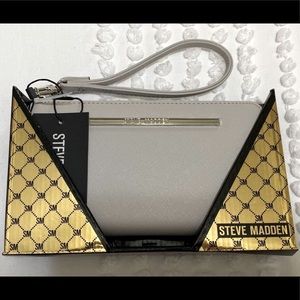Steve Madden Gray BZIPPY BISQUE Wristlet Clutch